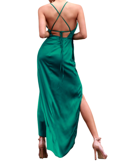 Jewels Emerald Green Satin Slip Dress ...